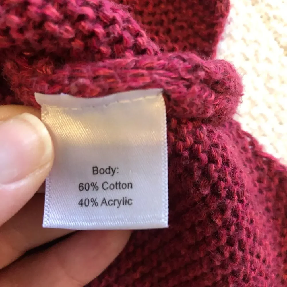 Norm Thompson Tunic Knit Sweater‎ PL Burgundy Textured Holiday Quiet Luxury 90s